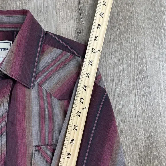 Frontier Pearl Snap Western Shirt Men's *XL* Button Up Shirt Horizontal Stripes - Picture 9 of 15